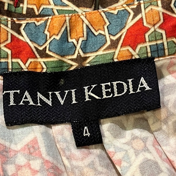 Anthropologie Tanvi Kedi pleated skirt Beaded Morroccan Mosaic Print Boho Size 4 - Picture 2 of 11
